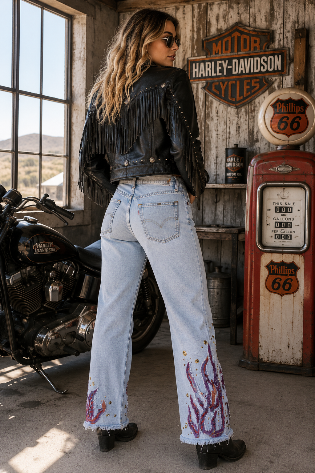 Levi’s 550 Relaxed Fit Distressed Jeans W36 L32 | Frayed Denim Flame Appliqué, Grommets, Rhinestones, Custom Upcycled Jeans