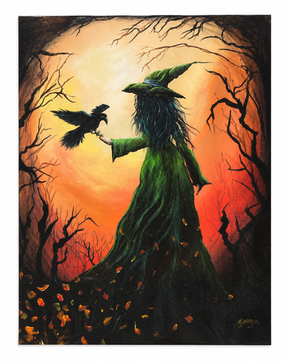 Wickedly Polished Witch & Raven Art Print 16 x 20 | Fabulous Firefly