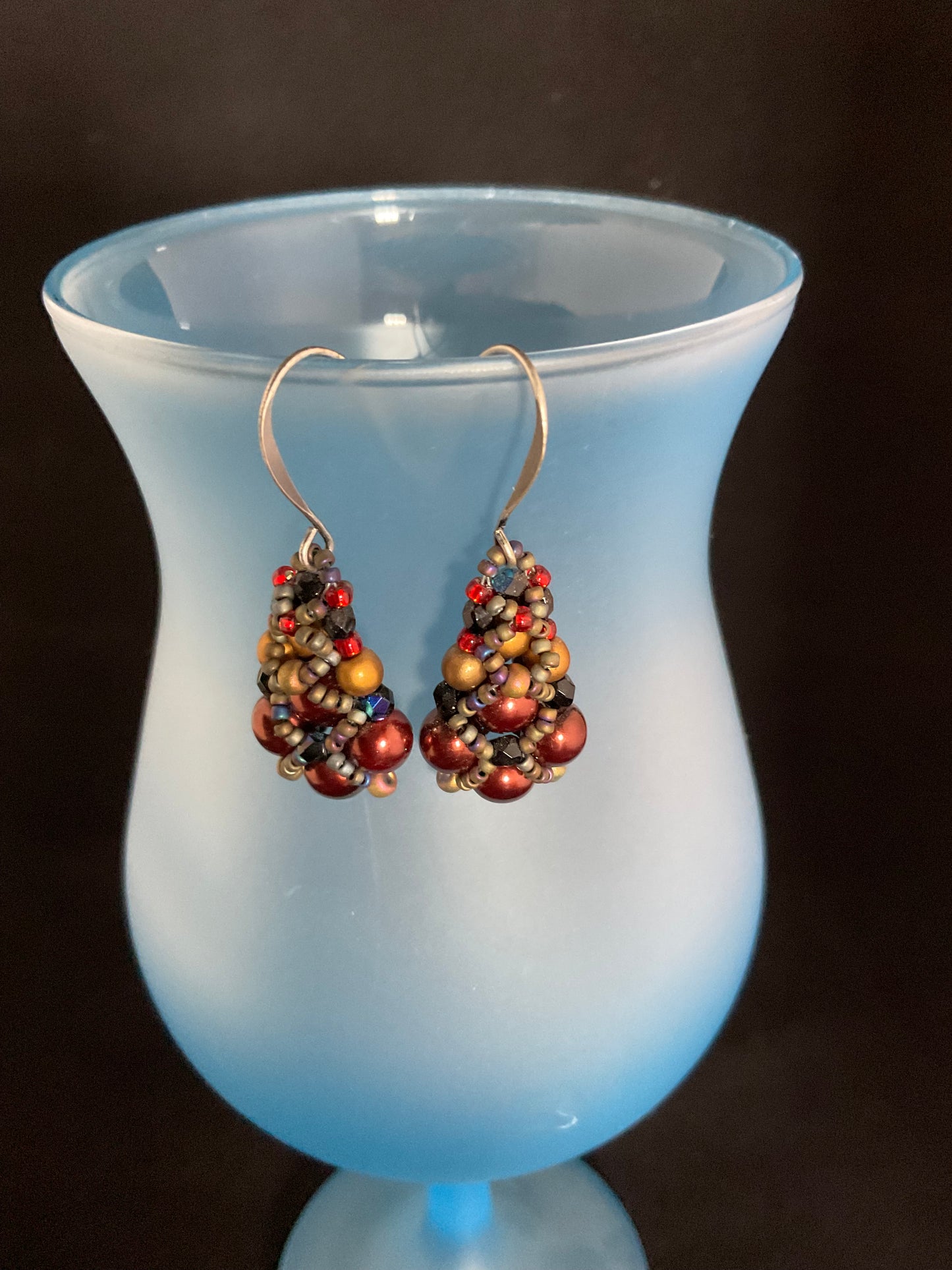 Hand Beaded Czech and Seed Bead Earrings