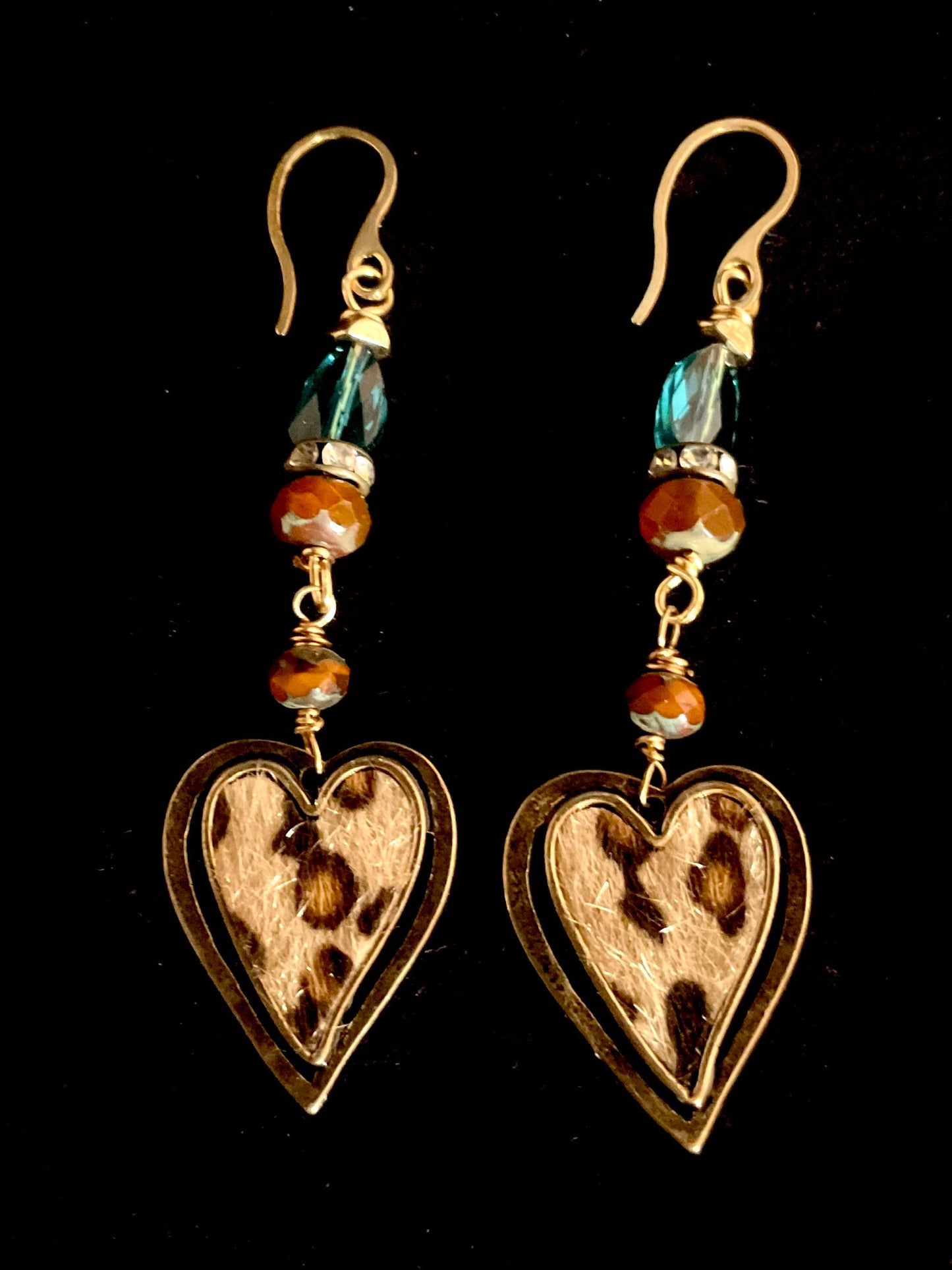 Leopard Print Heart Earrings