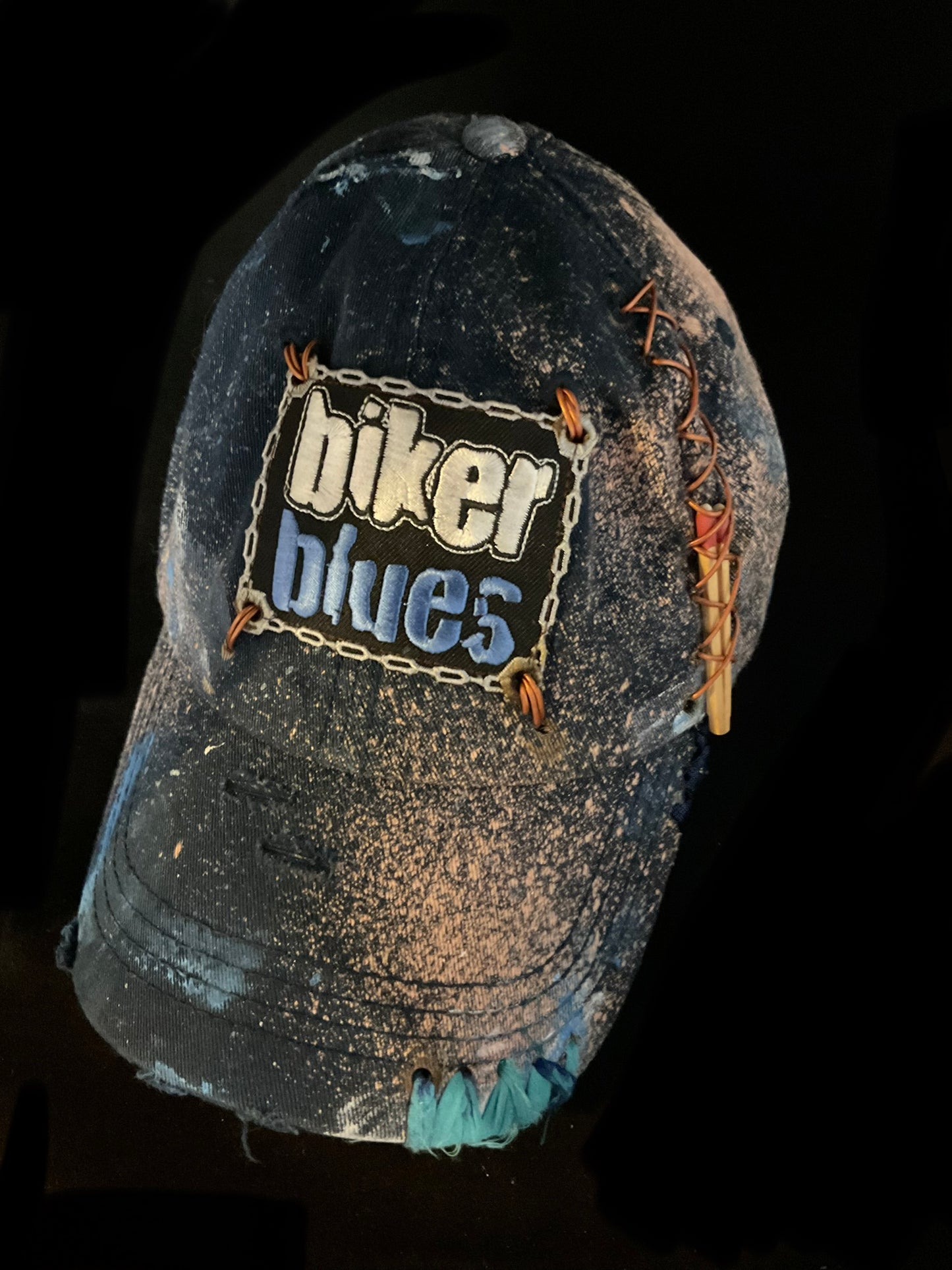 Biker Blues Leather Lace Up Hat