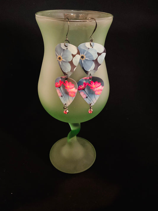 Floral Guitar Pick Earrings