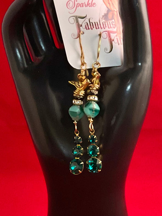 Fly High Emerald Sparkle Earrings