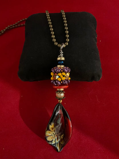 Leaves & Beaded Beads Necklace