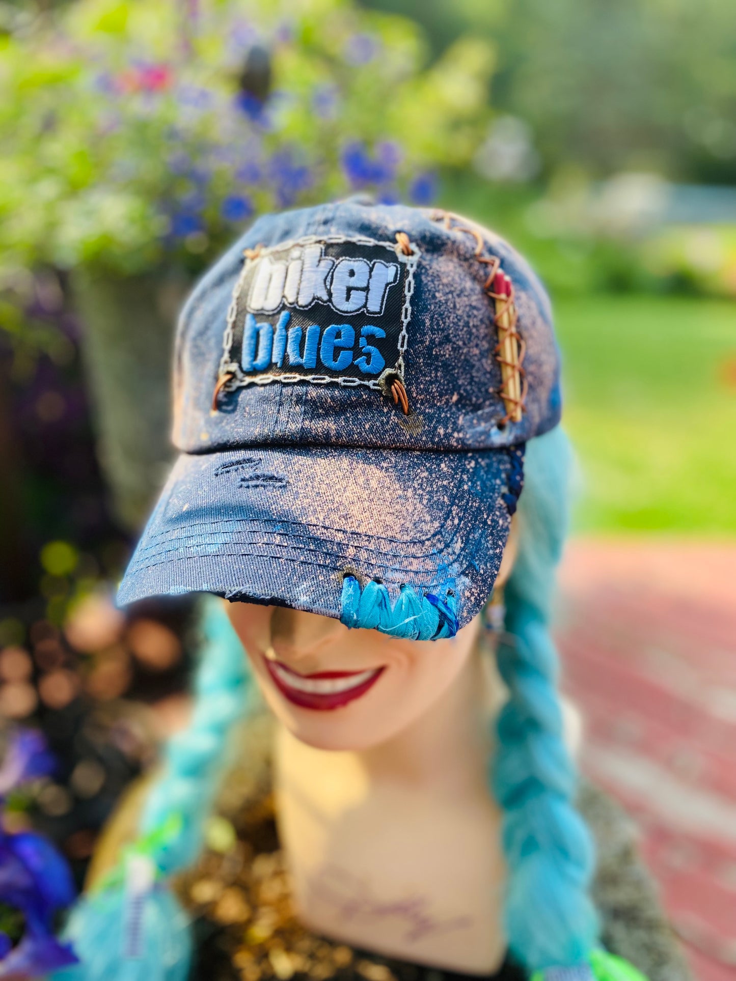 Biker Blues Leather Lace Up Hat