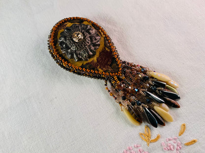 Pin - Raku and Fringe Brooch