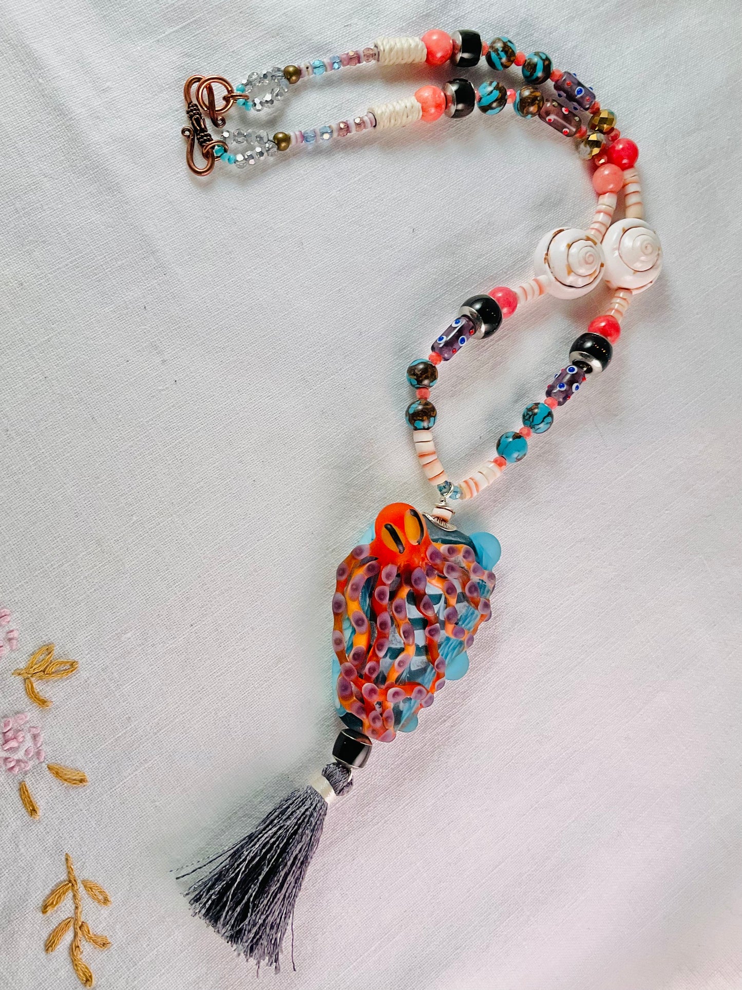 Necklace - Rainbow Reef Octopus Necklace with tassel