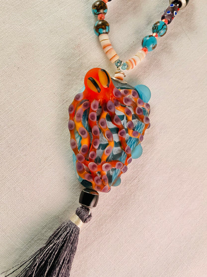 Necklace - Rainbow Reef Octopus Necklace with tassel