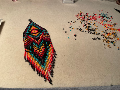 Earrings - Fire and Sky Shoulder Duster - beaded earrings