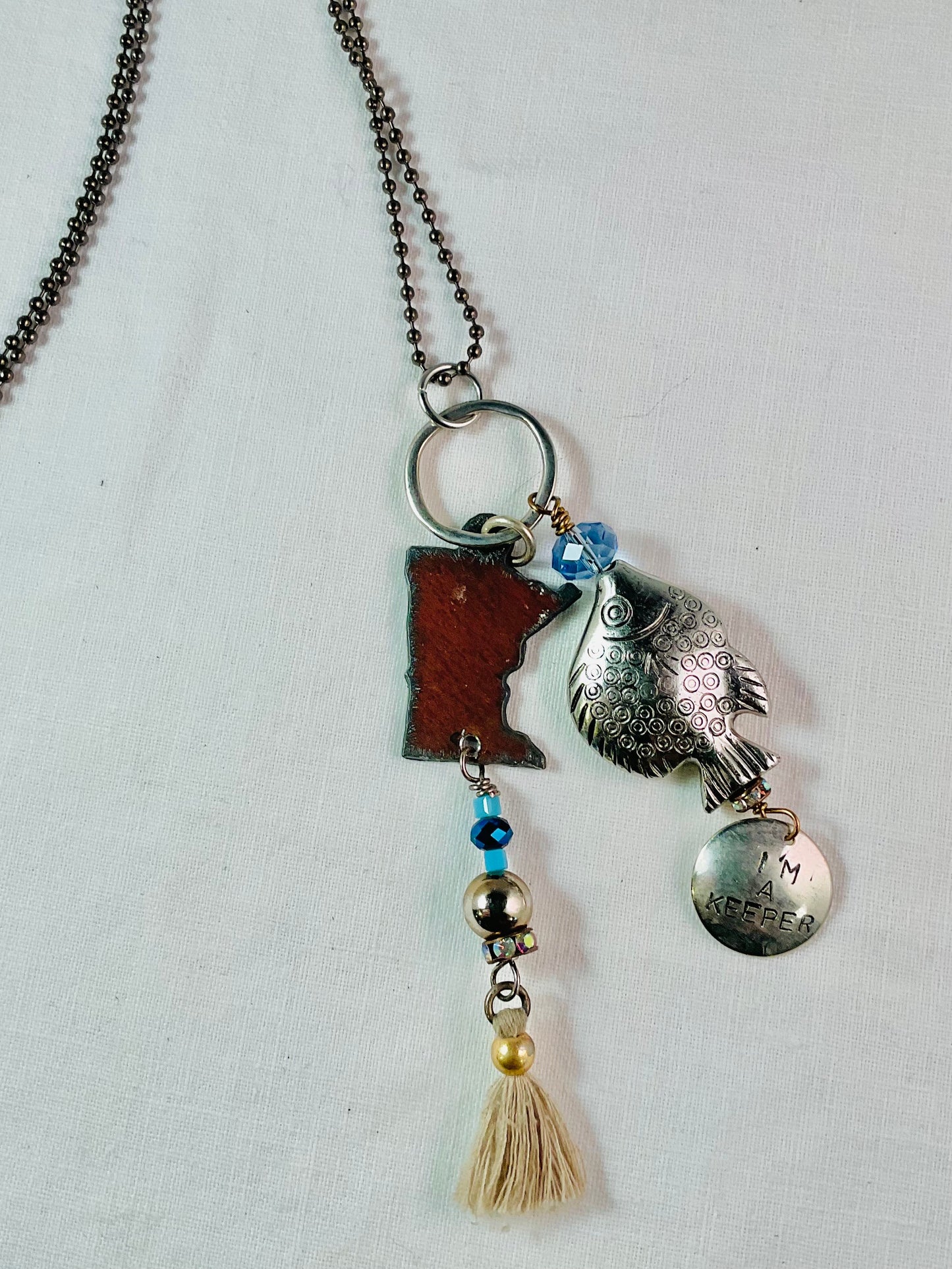 Necklace - Minnesota I'm A Keeper fishing necklace