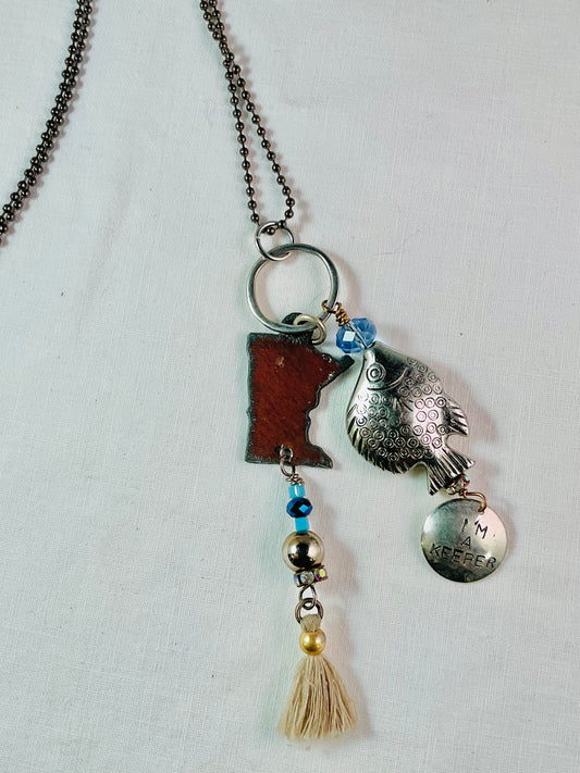 Necklace - Minnesota I'm A Keeper fishing necklace