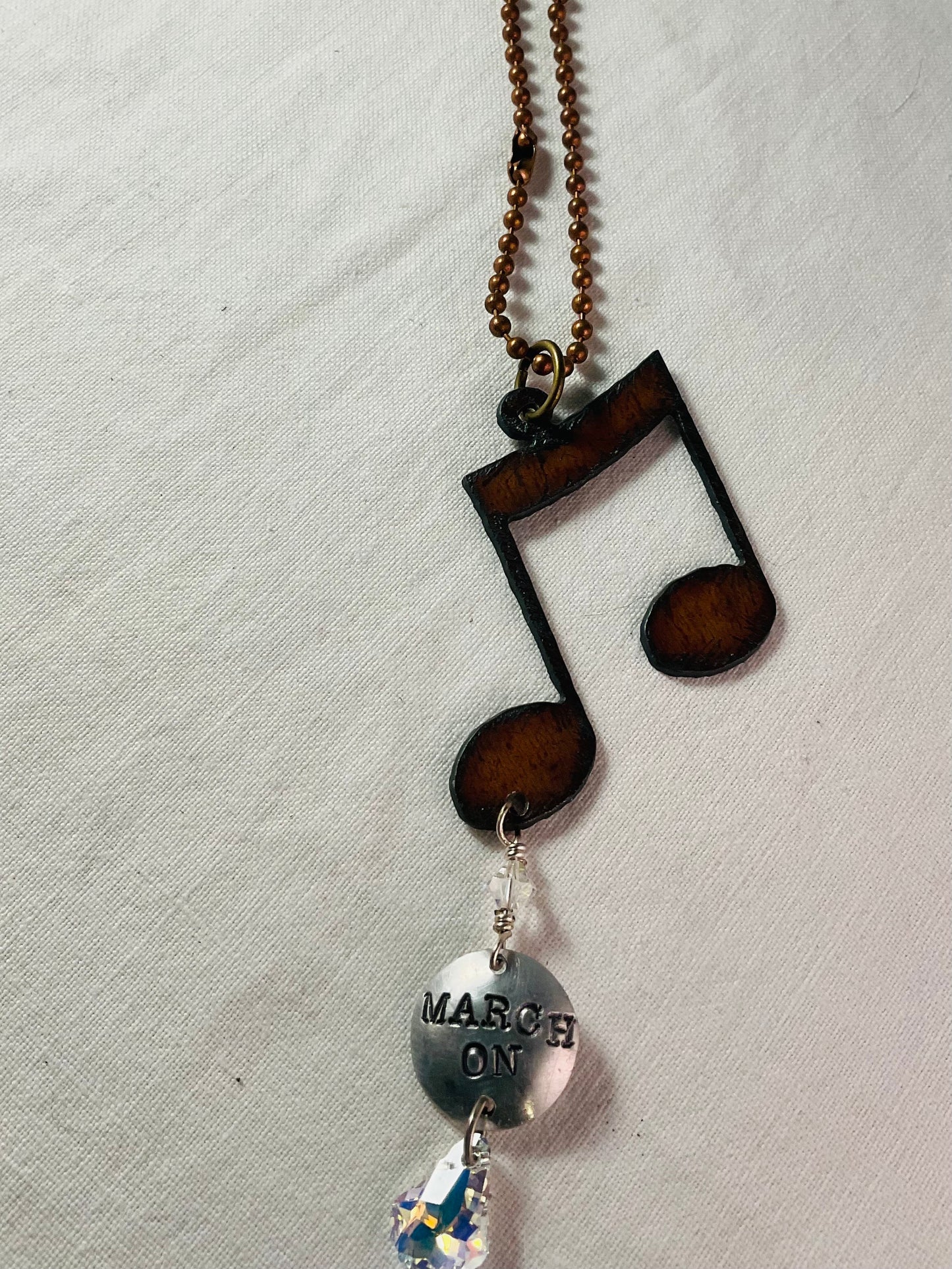 Necklace - Band Rustic Note and Charm March On!