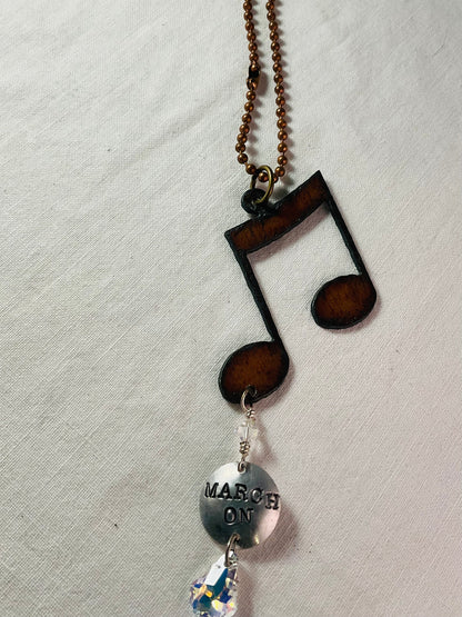 Necklace - Band Rustic Note and Charm March On!