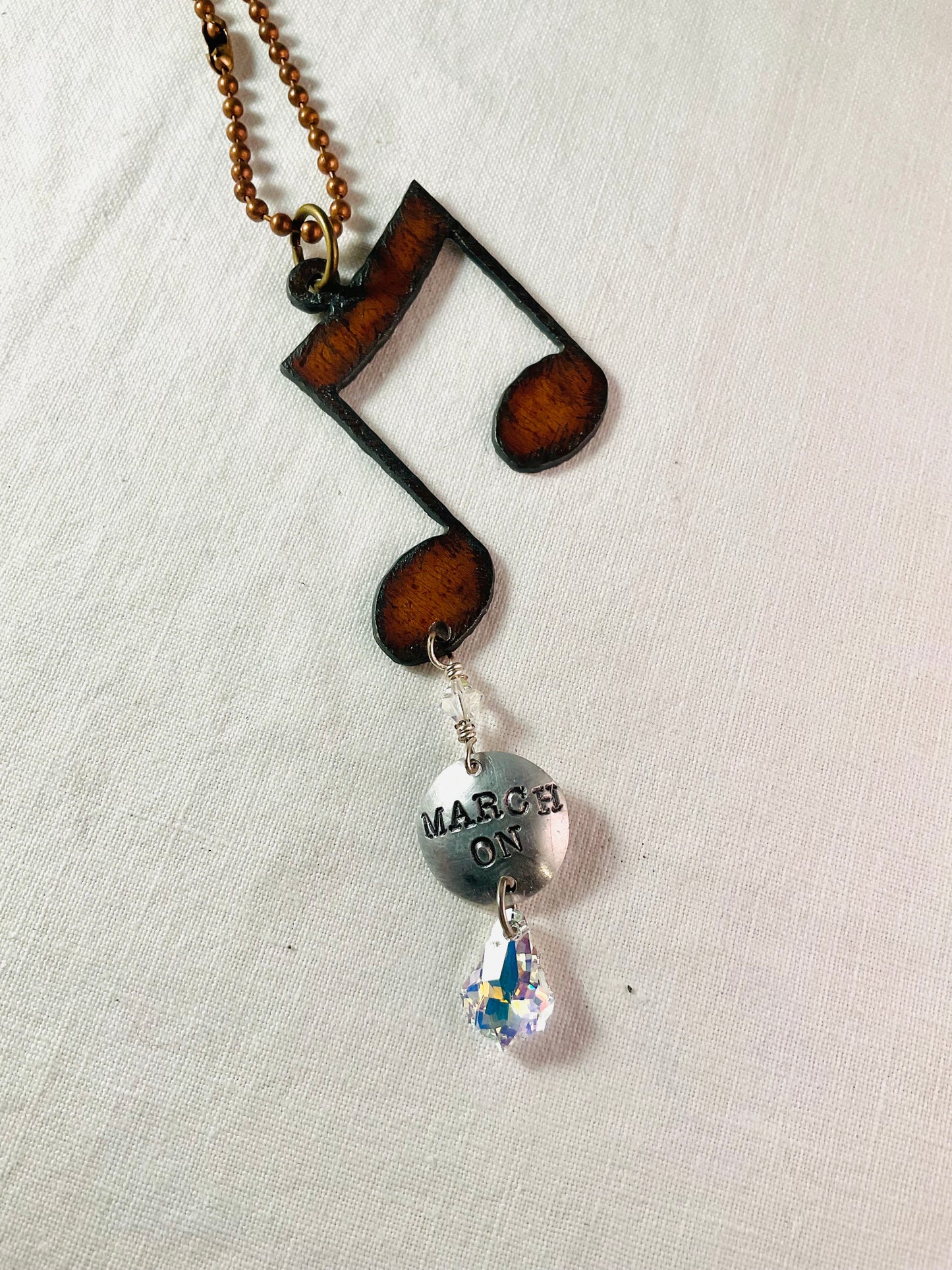 Necklace - Band Rustic Note and Charm March On!