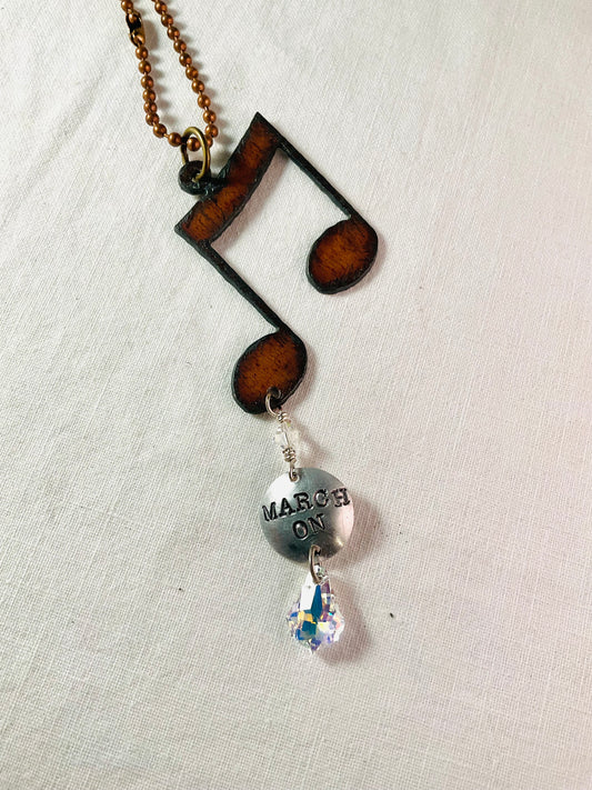 Necklace - Band Rustic Note and Charm March On!