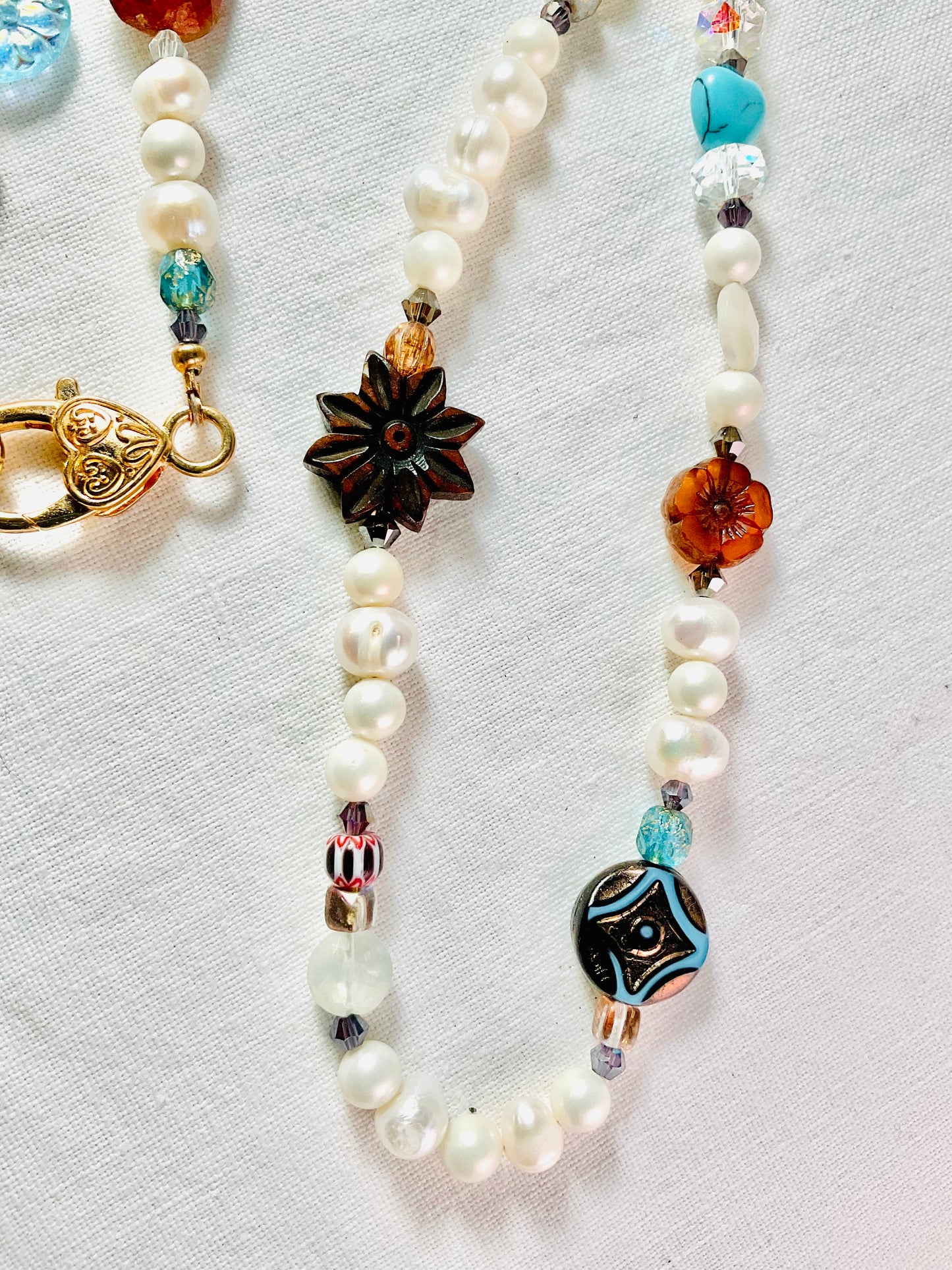 Necklace - Pearls and Charms 24"