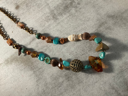 Turquoise & Swarovski Crystal Necklace, 20 Inch | Fabulous Firefly