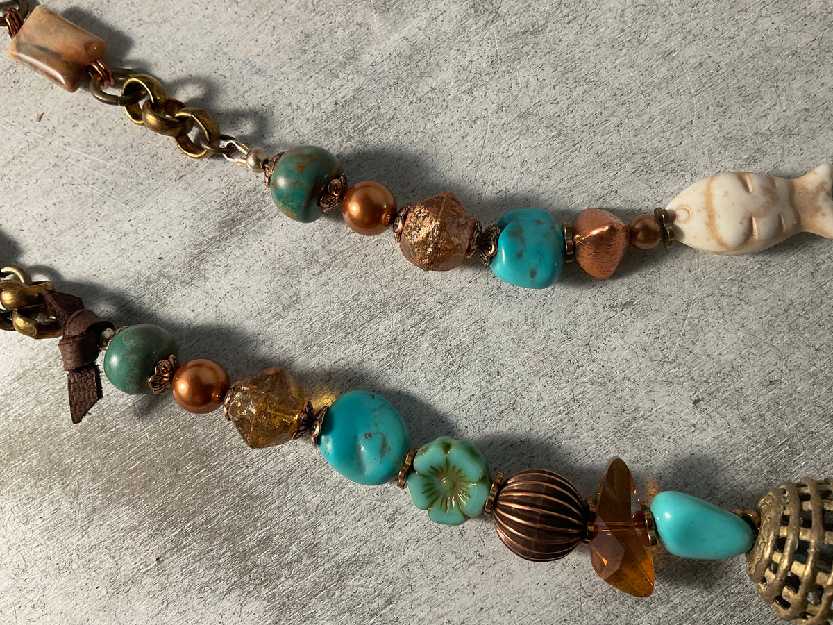Turquoise & Swarovski Crystal Necklace, 20 Inch | Fabulous Firefly