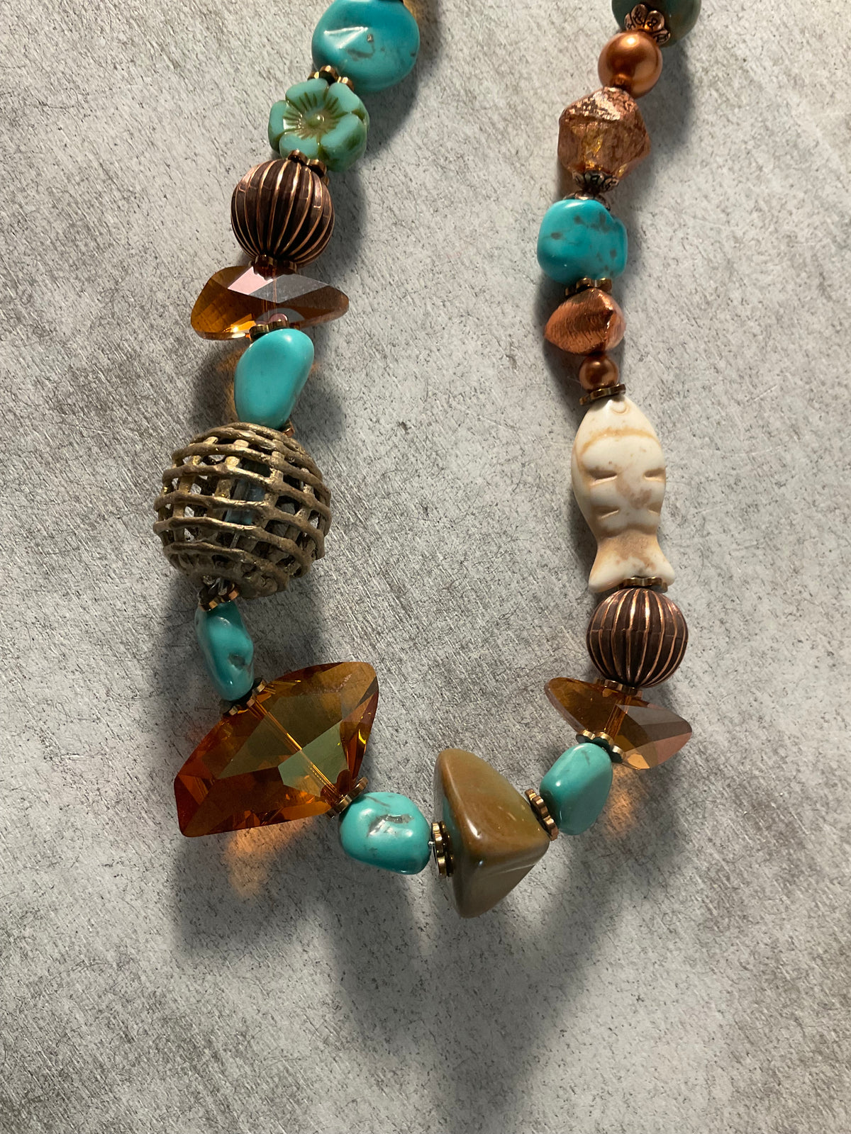 Turquoise & Swarovski Crystal Necklace, 20 Inch | Fabulous Firefly