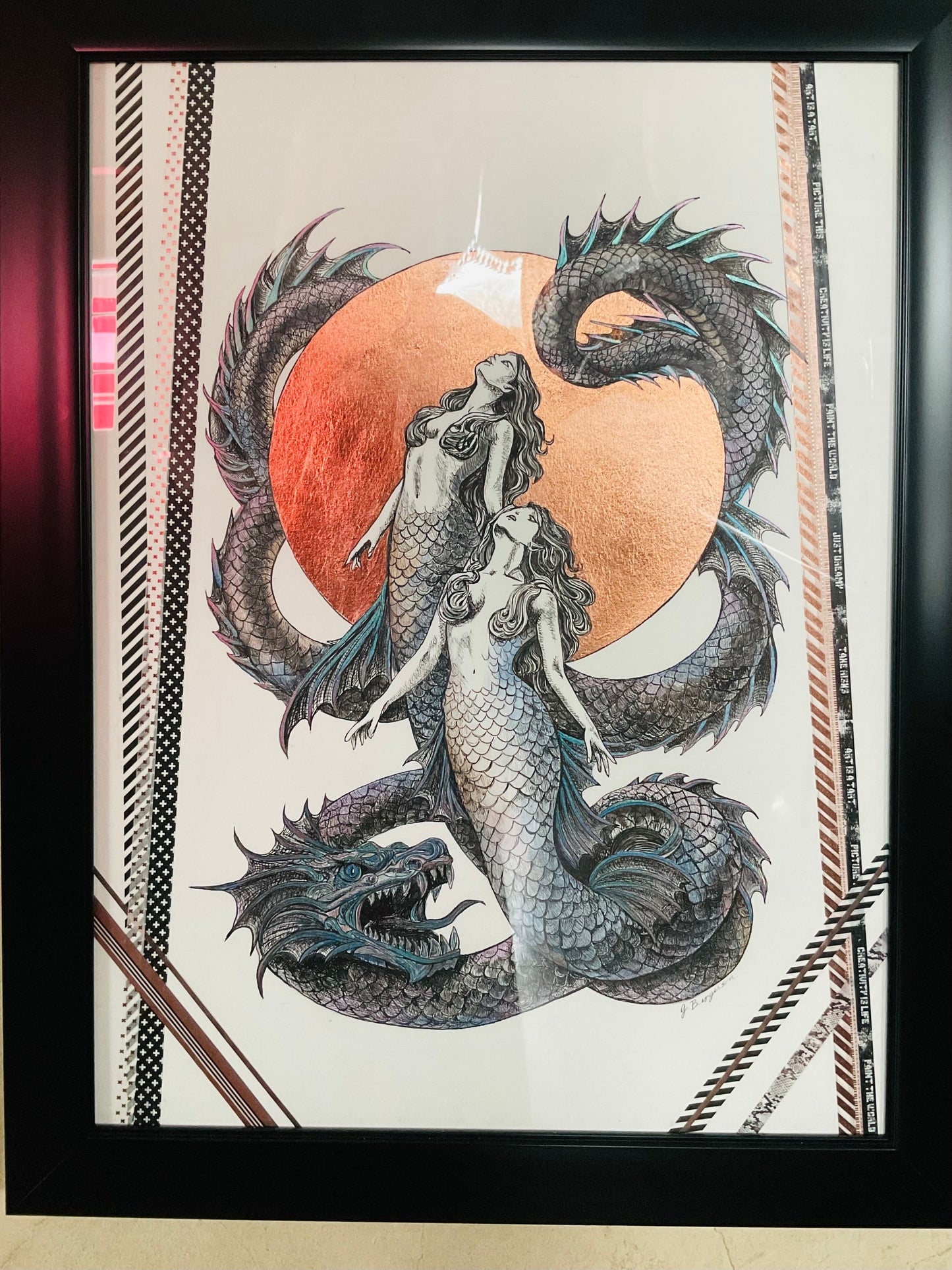 Drawing - Neptune's Dream - Pen and Ink, Foil and Watercolor