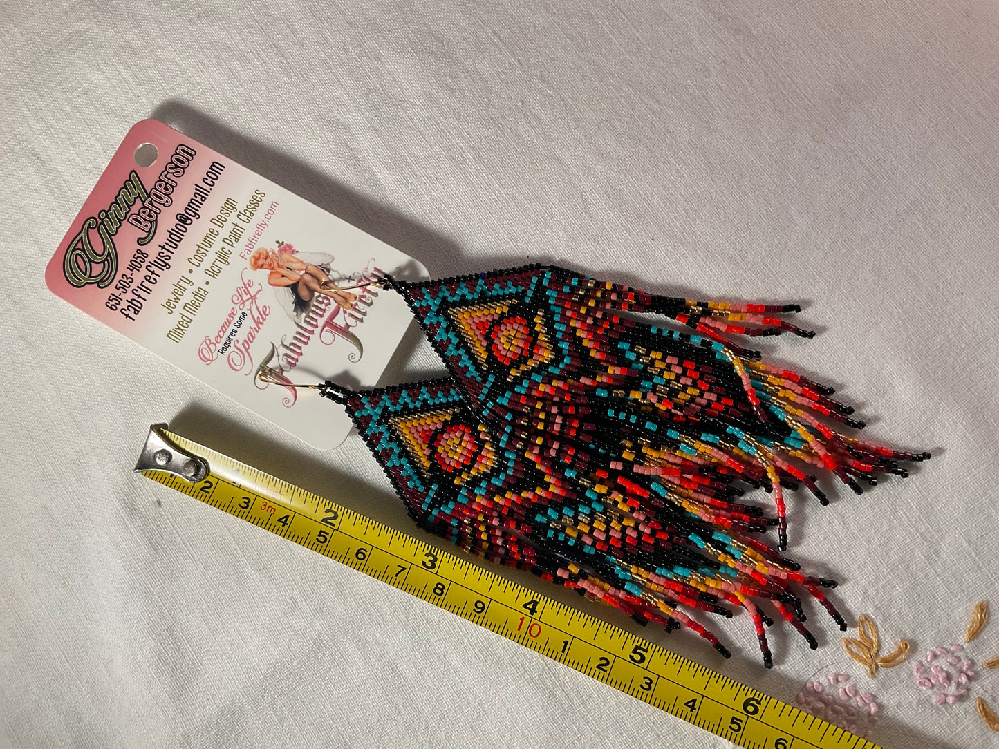 Earrings - Fire and Sky Shoulder Duster - beaded earrings