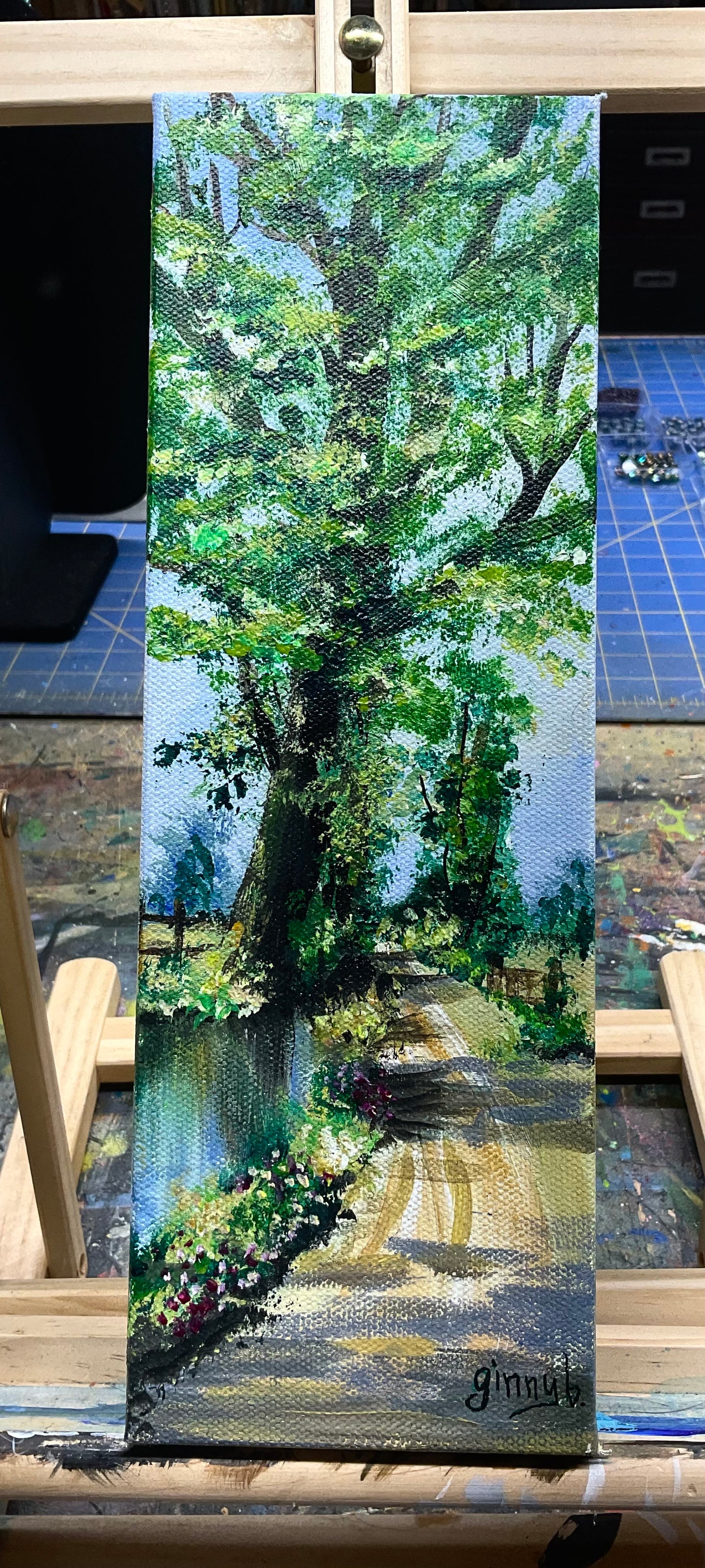 Painting - Country Roads - acrylic 12" x 4"