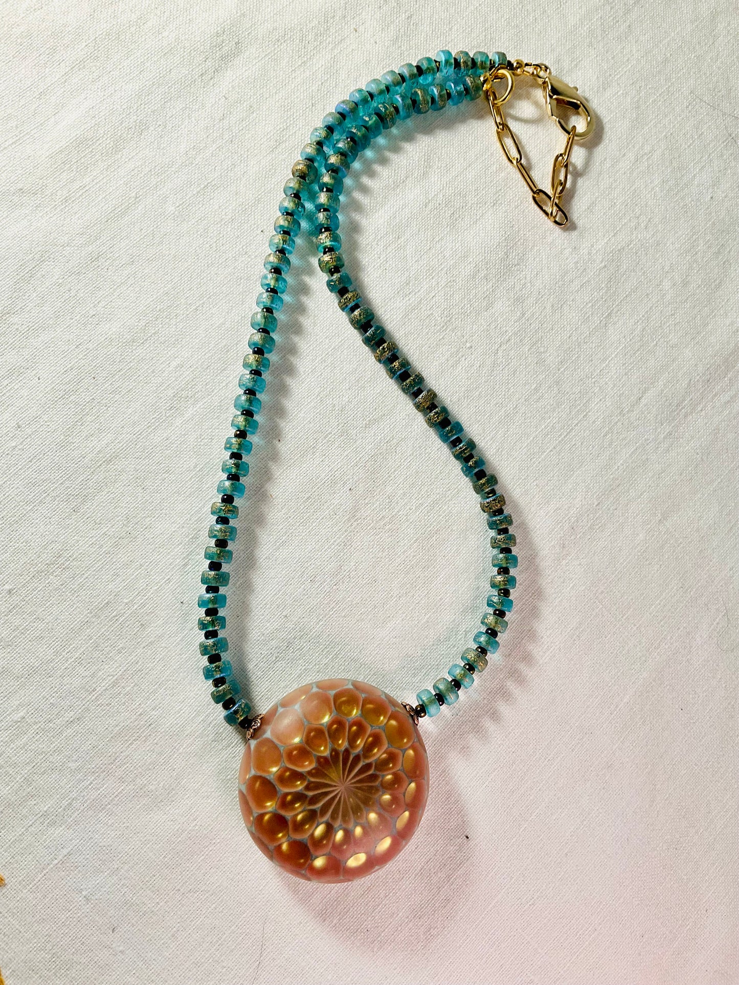 Necklace - Artisan Hand-Blown Honey Glow 18"