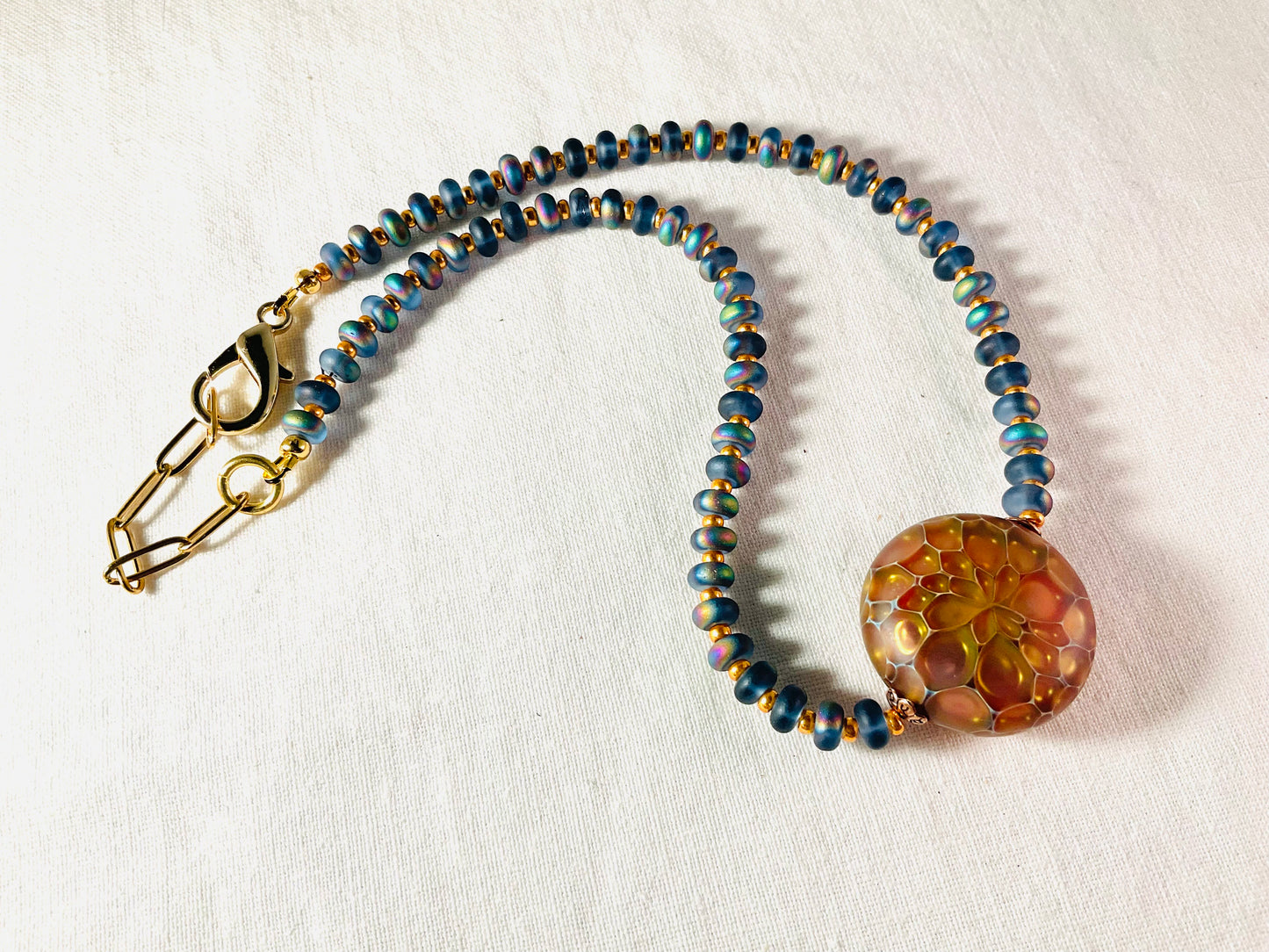 Necklace - Aurora Glow Hand-blown glass pendant