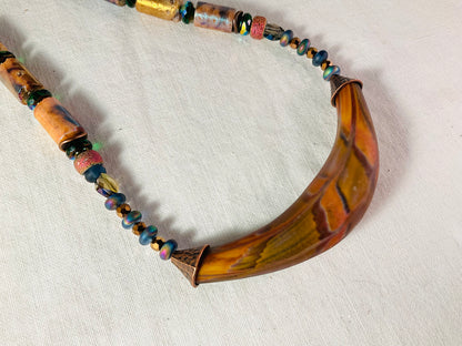 Necklace - Autumn Horn Blown Glass Necklace - extendable