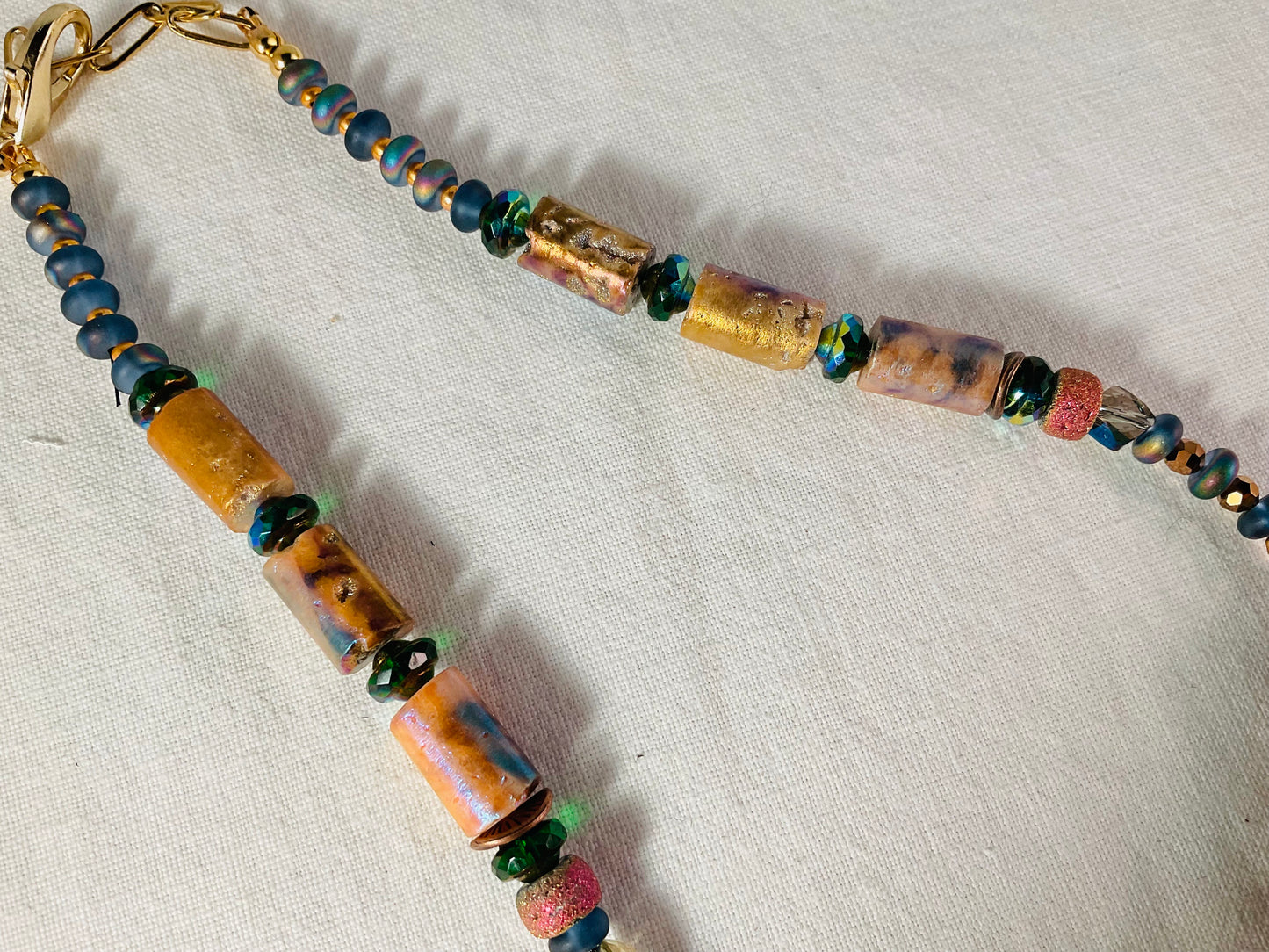 Necklace - Autumn Horn Blown Glass Necklace - extendable