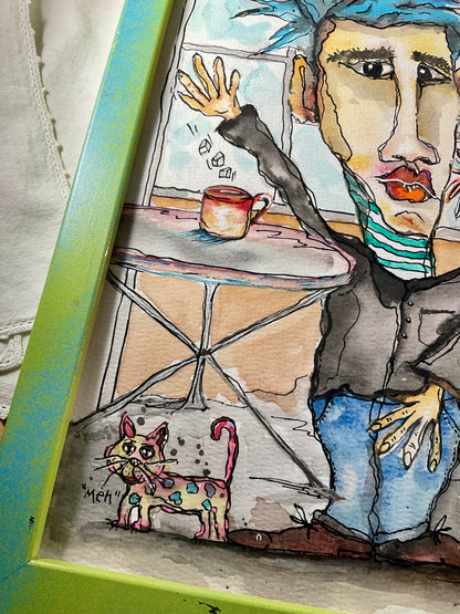 Painting - Bean Box Cafe - coffee shop watercolor 10 x 13"