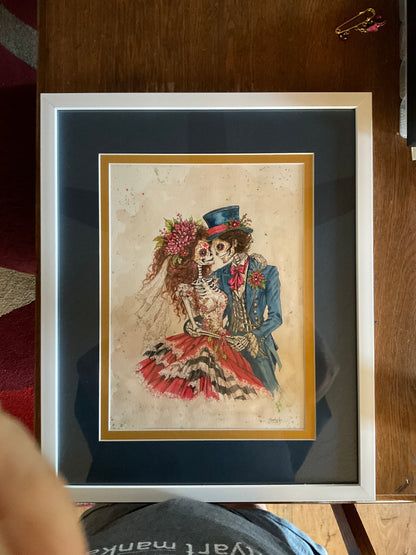 Married, Buried, Still Dancing – Watercolor, Day of the Dead Pen & Ink Painting