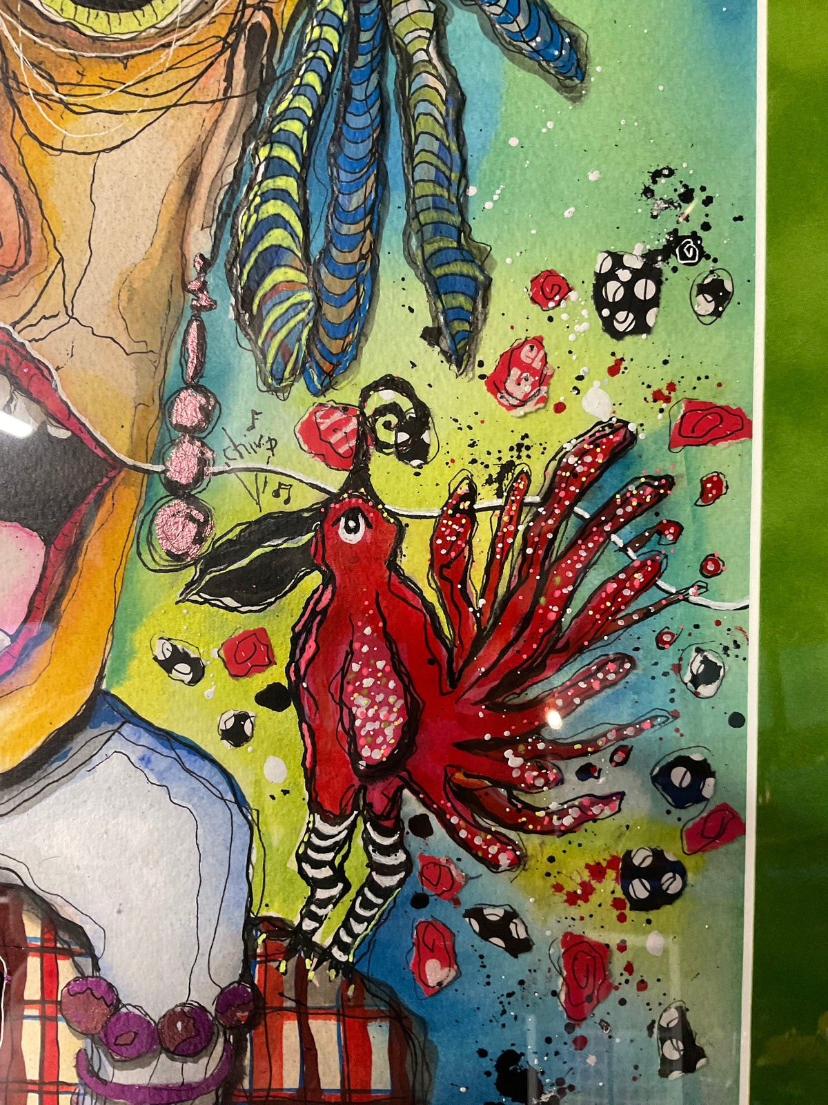 Wear the Hat – Colorful Woman Portrait, Original Mixed Media Art