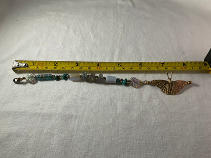 Bracelet - Butterfly and Czech, Quartz, Hematite 8"