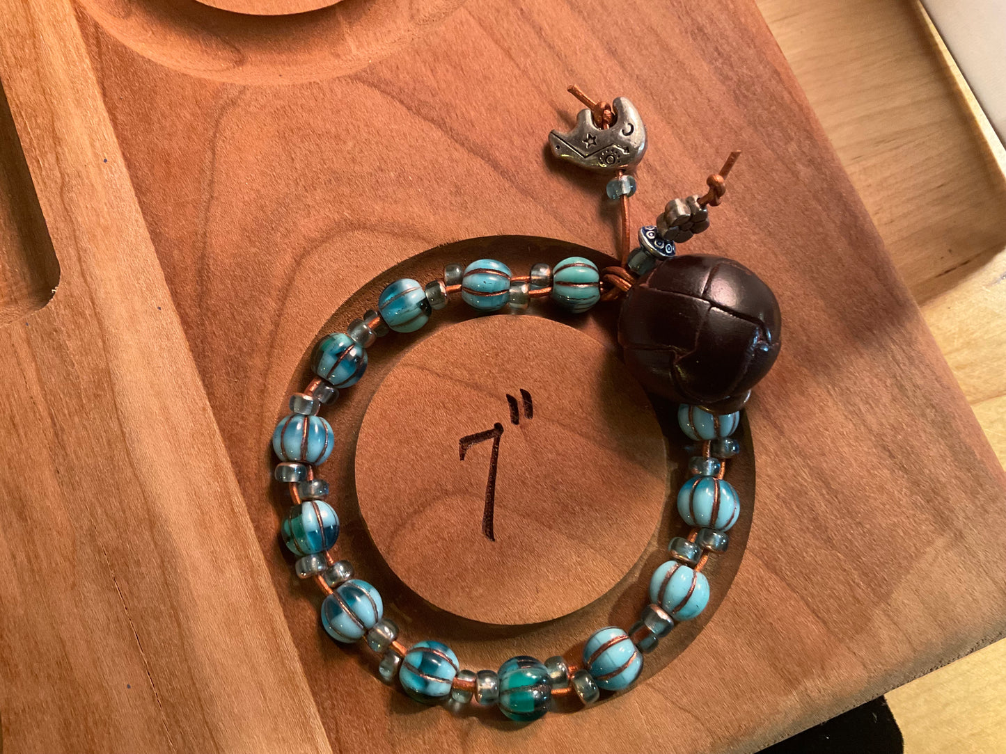 Bear Trail Artisan Leather and Beaded Bracelet