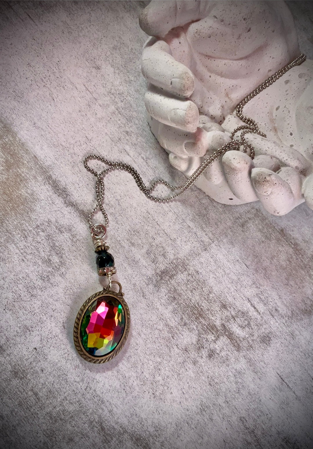 Prism Fire Crystal Pendant Necklace