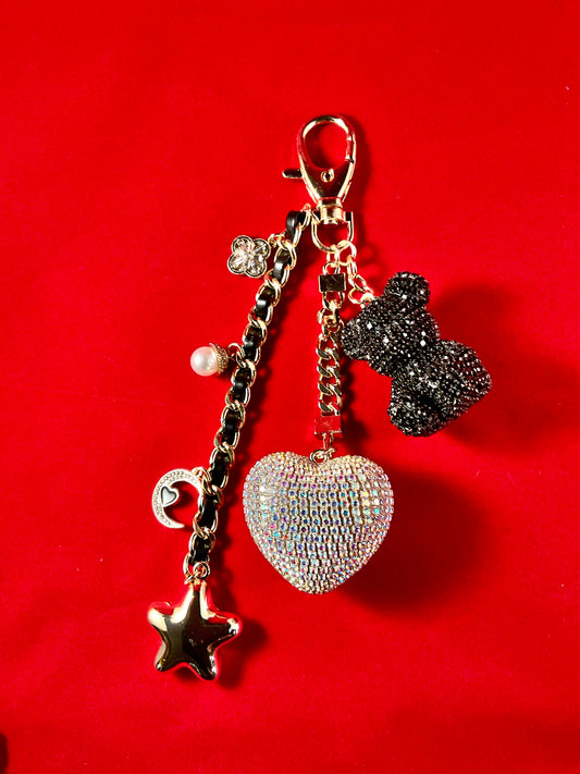 Midnight Sparkle Teddy Purse Charm
