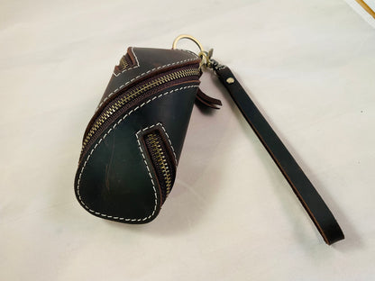 Little Brown Leather Keeper Zip Bag