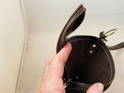 Little Brown Leather Keeper Zip Bag