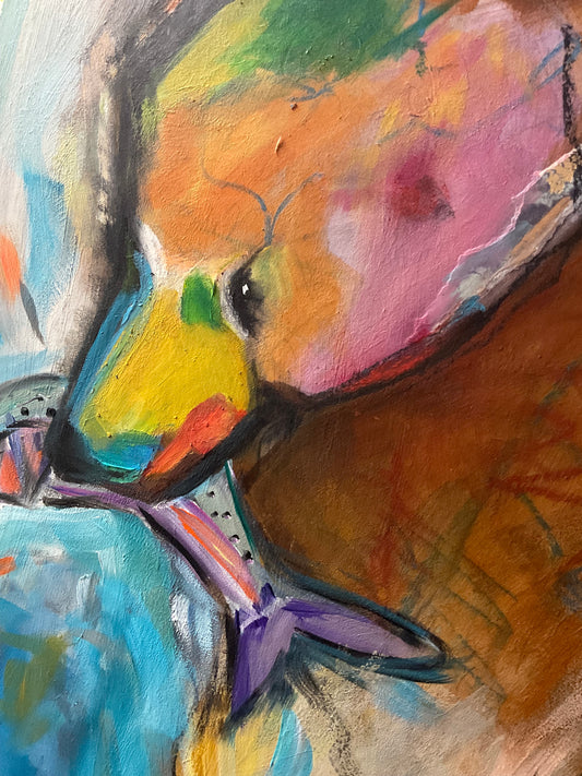 The Catch - Mixed Media painting on hardboard - 24" x 30" Local Pickup Only