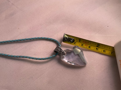 Austrian Crystal Heart on Leather Necklace - 18"