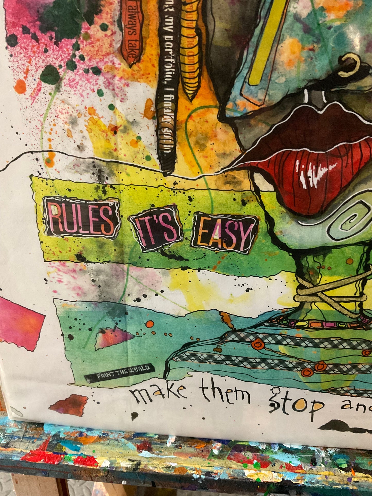 Break The Rules - Colorful Mixed Media Print 18 x 24"
