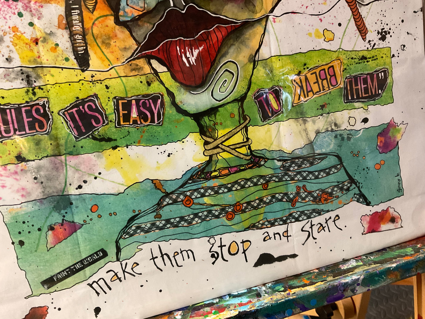 Break The Rules - Colorful Mixed Media Print 18 x 24"