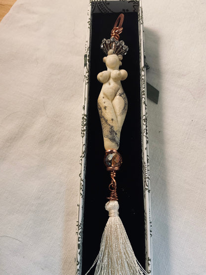 Crowned Muse - Blown Glass Goddess Pendant