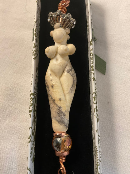 Crowned Muse - Blown Glass Goddess Pendant