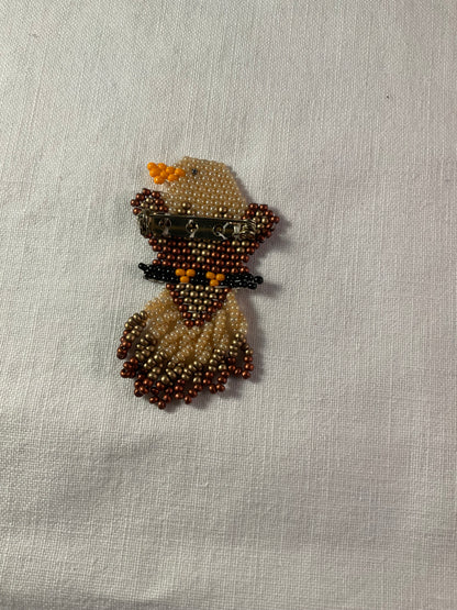 Tiny Guardian Eagle - Peyote Stitch Seed Bead Pin