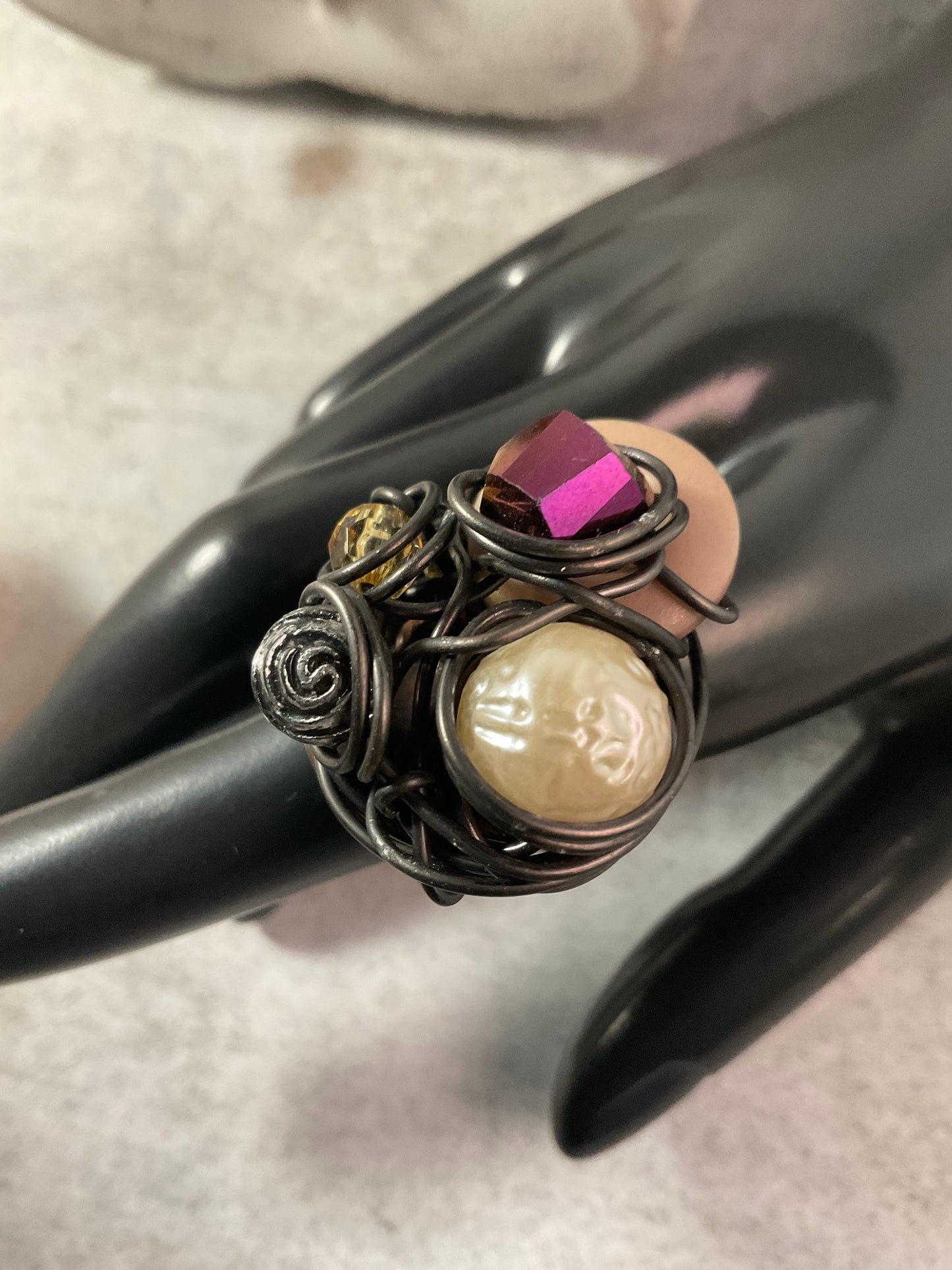 Beaded Bloom Statement Rings