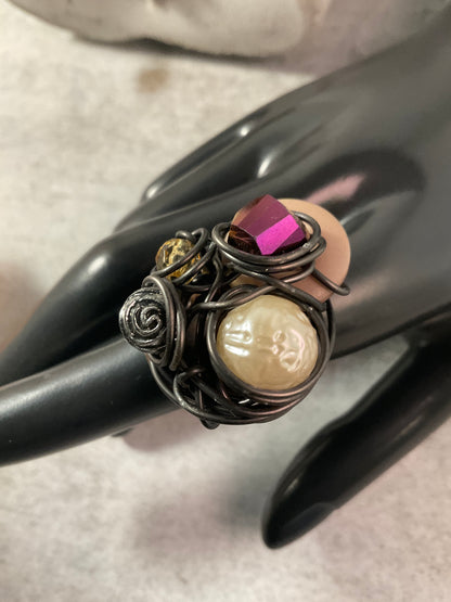 Beaded Bloom Statement Rings