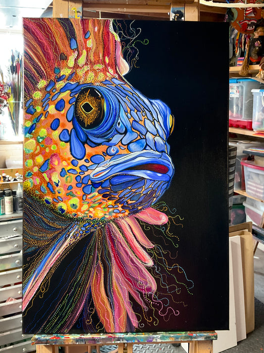 Beneath the Current | 24x36 Original Acrylic Fish Painting - Local Pickup only