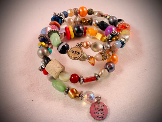 Faith & “I Think I Can” Triple Wrap Memory Wire Bracelet